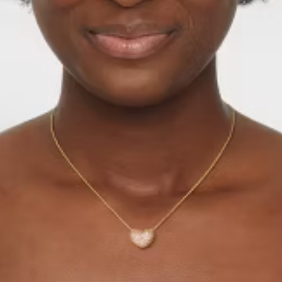 Heart Pendant Necklace - 14K Gold Dipped Cubic Zirconia - Gold & Pink- A New Day - Picture 7 of 16